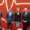 La reine Letizia d'Espagne assurait le 17 octobre 2014 à la Casa Real de Correos, à Madrid, le lancement du guide ''Attention au coeur'' de la campagne Femmes pour le coeur, pour sensibiliser les femmes aux maladies cardiovasculaires.