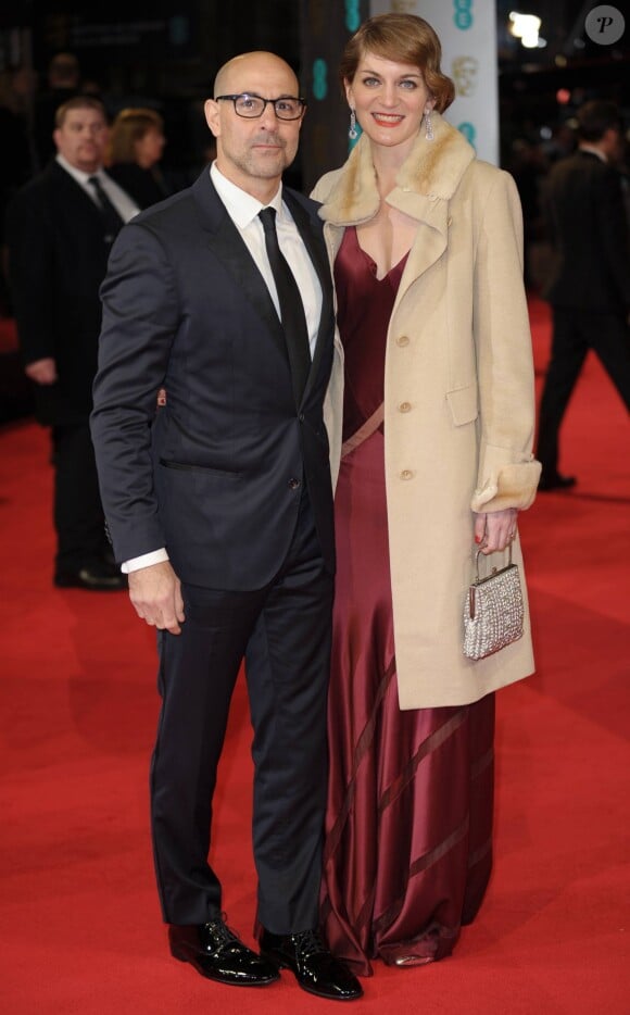 Stanley Tucci et sa femme Felicity Blunt - Cérémonie des BAFTA Awards à la Royal Opera House à Londres le 16 février 2014 