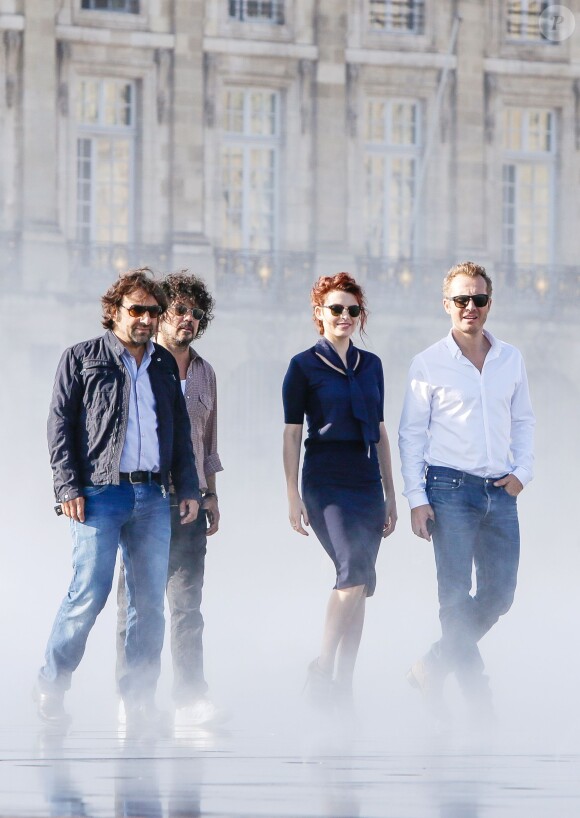 Exclusif - André Manoukian, Yarol Poupaud, Elodie Frégé et Sinclair pendant le tournage à Bordeaux, France le 15 Septembre 2014