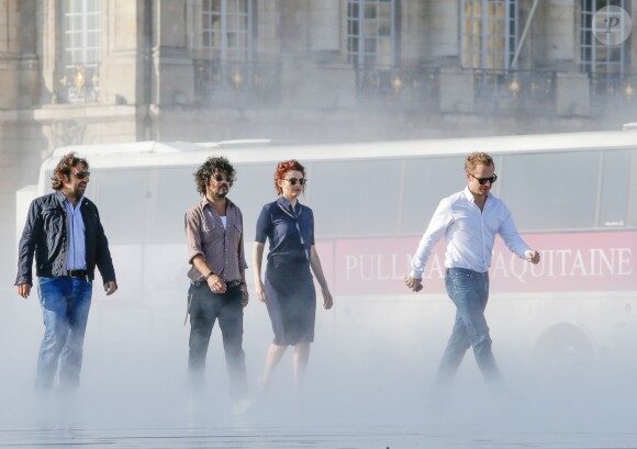 Exclusif - André Manoukian, Yarol Poupaud, Elodie Frégé et Sinclair pendant le tournage de Nouvelle Star à Bordeaux, France le 15 Septembre 2014