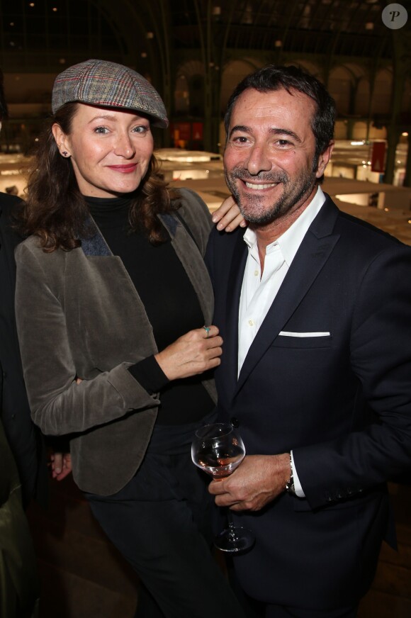 Julie Ferrier et Bernard Montiel lors de la soirée de vernissage de la FIAC 2014 organisée par ORANGE au Grand Palais à Paris, le 22 octobre 2014
