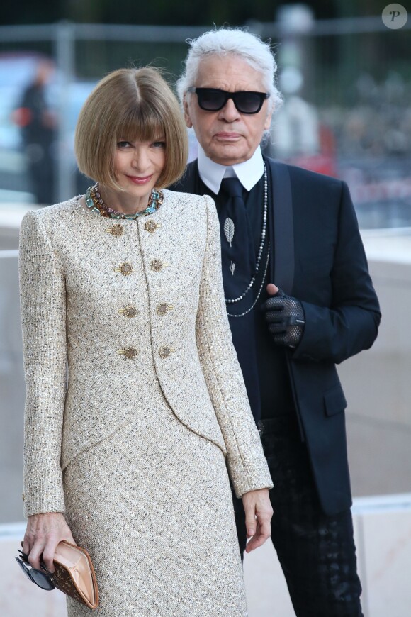 Anna Wintour et Karl Lagerfeld - Inauguration de la Fondation Louis Vuitton à Paris le 20 octobre 2014.