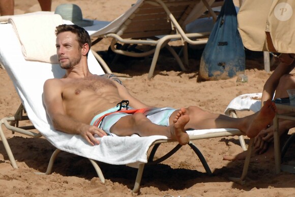 Jenson Button lors de ses vacances avec sa fiancée Jessica Michibata sur l'île de Maui à Hawaï, le 20 octobre 2014