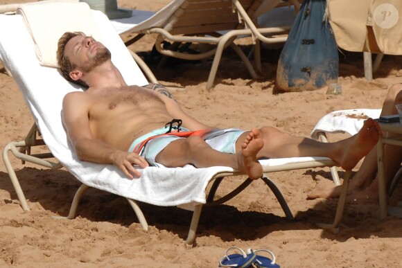 Jenson Button lors de ses vacances avec sa fiancée Jessica Michibata sur l'île de Maui à Hawaï, le 20 octobre 2014