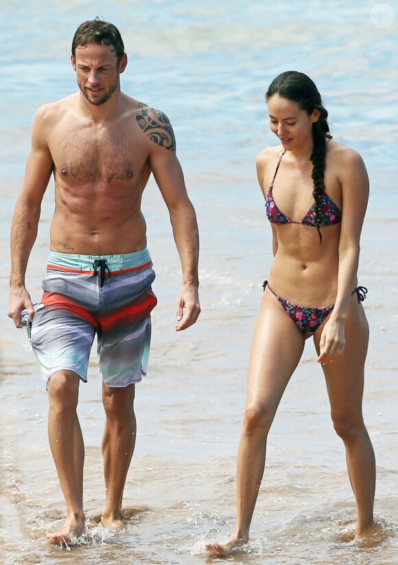 Jenson Button et sa belle fiancée Jessica Michibata lors de leurs vacances amoureuses sur l'île de Maui à Hawaï, le 20 octobre 2014