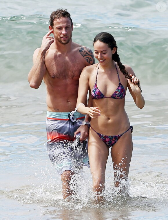 Jenson Button et sa belle fiancée Jessica Michibata lors de leurs vacances amoureuses sur l'île de Maui à Hawaï, le 20 octobre 2014
