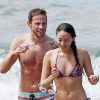 Jenson Button et sa belle fiancée Jessica Michibata lors de leurs vacances amoureuses sur l'île de Maui à Hawaï, le 20 octobre 2014