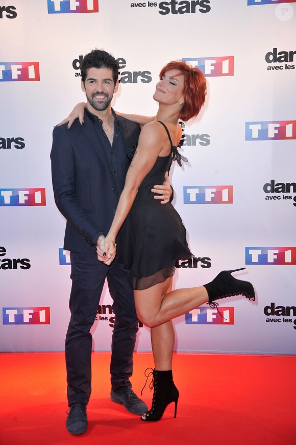 Miguel Angel Munoz et Fauve Hautot - Photocall de présentation de la nouvelle saison de "Danse avec les Stars 5" au pied de la tour TF1 à Paris, le 10 septembre 2014.