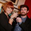 Fauve Hautot et son compagnon Jules à l'inauguration du pop up store Charriol au sein de la boutique Nathalie Garçon dans le 2e arrondissement de Paris, le 28 avril 2014.