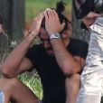  Exclusif - Thomas Vergara, le compagnon de Nabilla Benattia, fait sa seance de sport au bois de Boulogne. Le 8 octobre 2013 