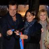 Marcel Campion, Jean-Luc Reichmann (parrain), Anne Hidalgo (maire de Paris), Chantal Ladesou (marraine) et Bruno Julliard - Inauguration du marché de Noël 2014 sur les Champs-Elysées à Paris, le 14 novembre 2014.
