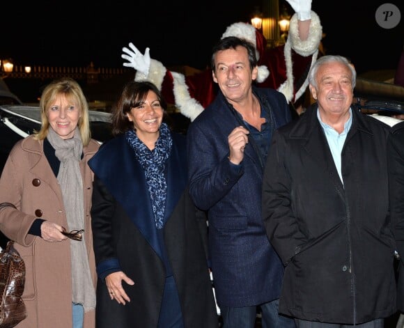 Chantal Ladesou (marraine), Anne Hidalgo (maire de Paris), Jean-Luc Reichmann (parrain), Marcel Campion - Inauguration du marché de Noël 2014 sur les Champs-Elysées à Paris, le 14 novembre 2014.
