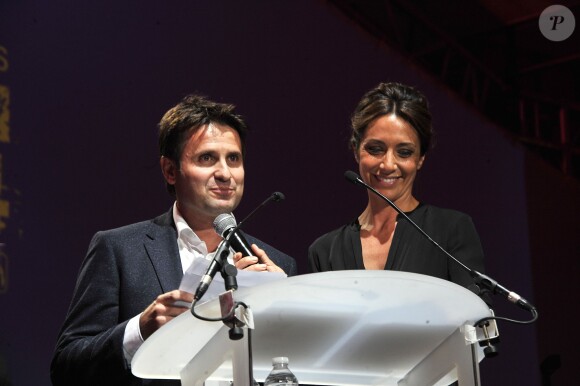 Fabrice Santoro et Virginie Guilhaume lors des 10e Trophées APAJH (Association Pour Adultes et Jeunes Handicapés) 2014 au Carrousel du Louvre. Paris, le 17 novembre 2014.
