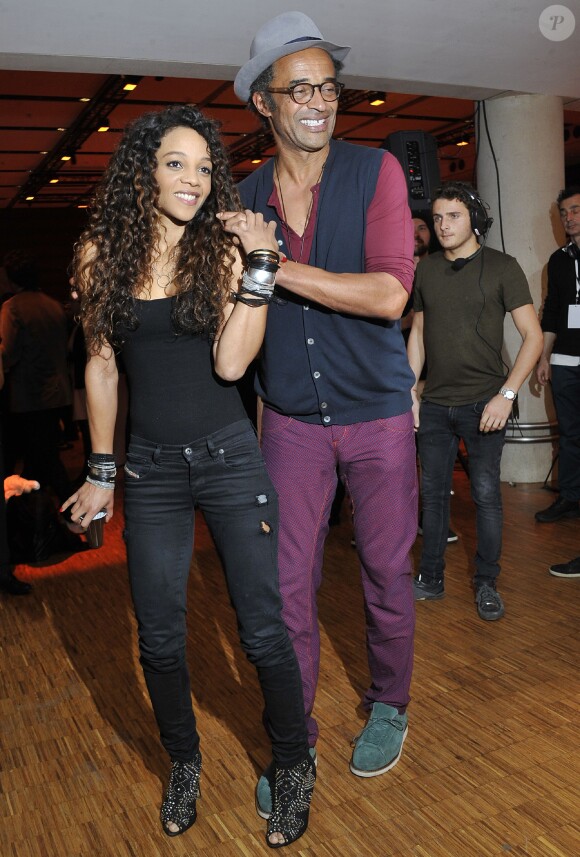 Louisy Joseph et Yannick Noah lors des 10e Trophées APAJH (Association Pour Adultes et Jeunes Handicapés) 2014 au Carrousel du Louvre. Paris, le 17 novembre 2014.