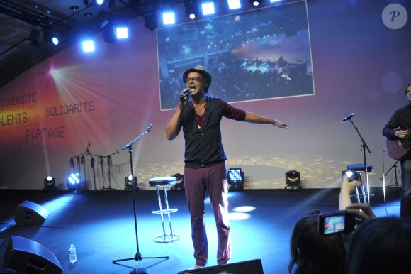 Yannick Noah lors des 10e Trophées APAJH (Association Pour Adultes et Jeunes Handicapés) 2014 au Carrousel du Louvre. Paris, le 17 novembre 2014.
