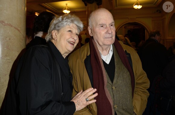 Exclusif - Michel Bouquet et sa femme Juliette Carré - Générale du nouveau spectacle "Ma vie rêvée" de Michel Boujenah au Théâtre Edouard VII à Paris, le 24 novembre 2014.