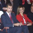 Le roi Felipe VI et la reine Letizia d'Espagne célébraient  lundi 24 novembre 2014 le 75e anniversaire du Conseil supérieur de la recherche scientifique, à Madrid. 