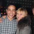  Exclusif - Steevy Boulay et Christine Bravo lors de son 34&egrave;me anniversaire dans le bar restaurant le "Who's" dans le Marais &agrave; Paris, le 19 f&eacute;vrier 2014 
