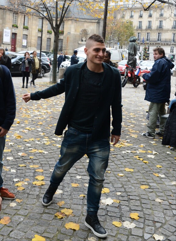 Marco Veratti lors du déjeuner organisé par le président du PSG Nasser Al-Khelaïfi au restaurant La Société, à Paris le 27 novembre 2014