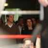 Arnaud Montebourg et Aurélie Filippetti lors du combat de Jean-Marc Mormeck au palais des sports Robert-Charpentier d'Issy-les-Moulineaux le 5 décembre 2014