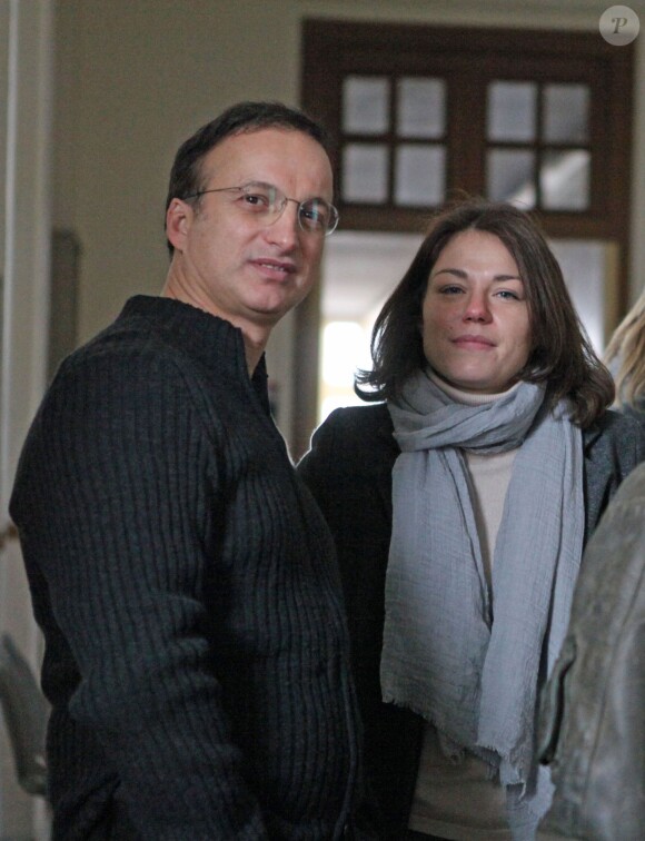Exclusif - Michel Ferracci et sa femme Emilie Dequenne - Tournage du téléfilm "Souviens-toi" à Libourne le 1er décembre 2014