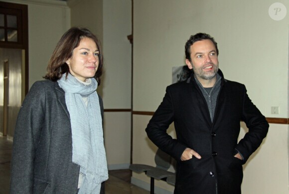 Exclusif - Michel Ferracci et sa femme Emilie Dequenne - Tournage du téléfilm "Souviens-toi" à Libourne le 1er décembre 2014