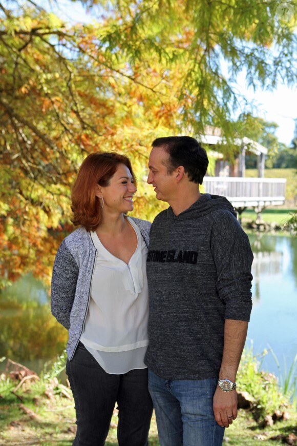 Exclusif - Emilie Dequenne et son mari Michel Ferracci aux Sources de Caudalie à Martillac près de Bordeaux, le 26 octobre 2014 à l'occasion de leur voyage de noces.