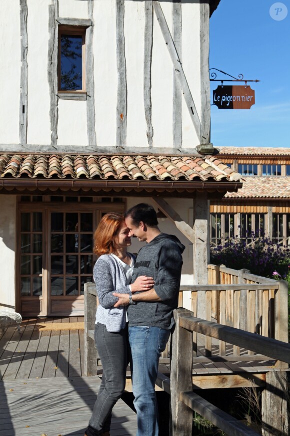 Exclusif - Emilie Dequenne et son mari Michel Ferracci aux Sources de Caudalie à Martillac près de Bordeaux, le 26 octobre 2014 à l'occasion de leur voyage de noces.