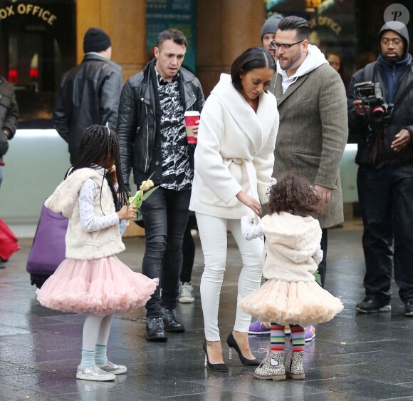 Melanie Brown et ses deux filles Angel et Madison (7 et 3 ans) se rendent à une avant-première du film Legend of the Neverbeast à Londres. Le 7 décembre 2014.