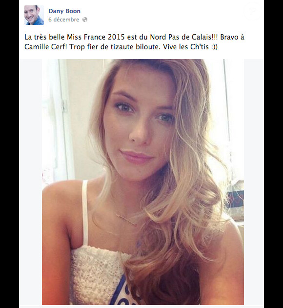Camille Cerf : Dany Boon fier de la Miss Nord-Pas-de-Calais