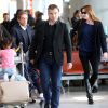 Nicolas Sarkozy, Carla-Bruni Sarkozy et leur fille Giulia à l'aéroport de Roissy de retour de la tournée américain de la chanteuse. Le 30 avril 2014.