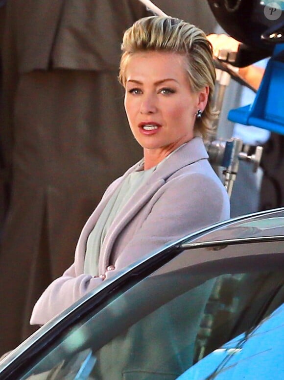 Portia de Rossi est sur le tournage de la série "Scandal" à Hollywood le 10 septembre 2014 