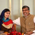 Malala Yousafzai et Kailash Satyarthi, prix Nobel de la Paix 2014, lors d'une conférence de presse à Oslo, le 9 décembre 2014.
