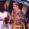 Michael Youn, alias Fatal Bazooka, et Elisa Tovati sur la scène des NRJ Music Awards 2014, à Cannes, le samedi 13 décembre 2014 sur TF1.