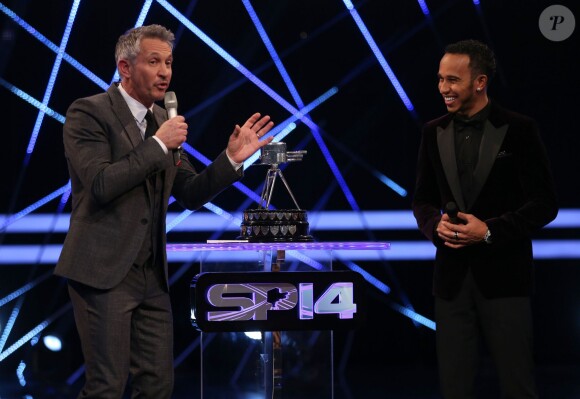 Gary Lineker et Lewis Hamilton lors de la cérémonie des BBC Sports Personality of the Year Awards au SSE Hydro de Glasgow, le 14 décembre 2014