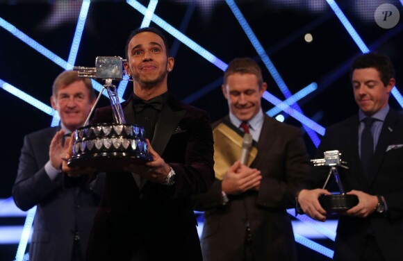 Lewis Hamilton, Rory McIlroy et Johnny Wilkinson lors de la cérémonie des BBC Sports Personality of the Year Awards au SSE Hydro de Glasgow, le 14 décembre 2014