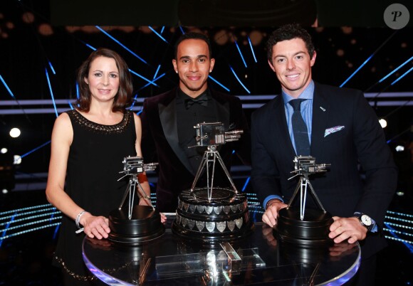 Lewis Hamilton, Rory McIlroy et Jo Pavey lors de la cérémonie des BBC Sports Personality of the Year Awards au SSE Hydro de Glasgow, le 14 décembre 2014
