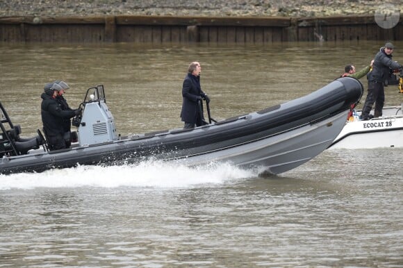 Daniel Craig et Rory Kinnear tournent le nouveau film James Bond "Spectre" à Londres, le 15 décembre 2014