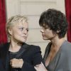 Exclusif - Muriel Robin et sa compagne Anne Le Nen - François Hollande a élevé la chanteuse et actrice Line Renaud au rang de grand officier de la Legion d'honneur lors d'une cérémonie au palais de l'Elysée à Paris. Le 21 novembre 2013.