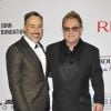 David Furnish et Elton John - People au gala AIDS Foundation à New York. Le 28 octobre 2014