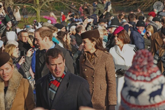 Le prince William, le duc de Cambridge et Catherine Kate Middleton, la duchesse de Cambridge enceinte assistent à la messe de Noël à Sandringham, le 25 décembre 2014.