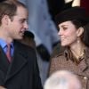 Le prince William, duc de Cambridge et Catherine Kate Middleton, la duchesse de Cambridge enceinte assistent à la messe de Noël à Sandringham, le 25 décembre 2014.