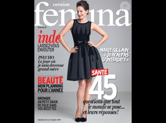 Marie Gillain, superbe en couverture de "Version Femina", en kiosques ce 4 janvier 2015.