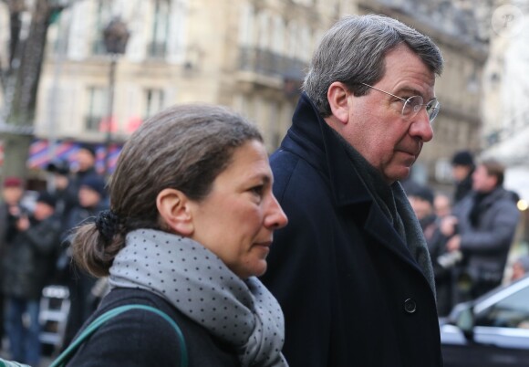 Xavier Darcos et sa femme Laure - Cérémonie religieuse à la mémoire de Jacques Chancel, en l'église Saint-Germain-des-Prés, à Paris, le 6 janvier 2015.