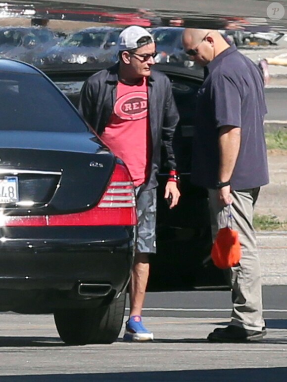 Charlie Sheen et sa petite amie Brett Rossi embarquent dans un jet privé pour la Saint-Valentin à Los Angeles en direction de Hawai. Charlie Sheen a décidé de s'y fiancer. le 14 février 2014