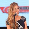 Camille Cerf au concours Miss Univers en Floride. La sublime française a participé à la soirée de présentation. Le 9 janvier 2014.