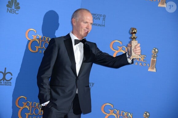 Michael Keaton, meilleur acteur dans un film (Birdman) lors des Golden Globes à Los Angeles le 11 janvier 2015