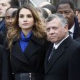  Le roi Abdullah II et la reine Rania de Jordanie ont pris part le 11 janvier 2015 à la grande marche organisée à Paris à la suite de l'attentat terroriste contre Charlie Hebdo. Après une réunion collégiale à l'Elysée avec François Hollande, ils ont marché en compagnie de plus d'une cinquantaine de chefs d'Etat, de gouvernement ou d'institution internationale, entourés notamment de Mahmoud Abbas et Matteo Renzi. 