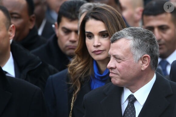 Le roi Abdullah II et la reine Rania de Jordanie ont participé le 11 janvier 2015 à la grande marche organisée à Paris à la suite de l'attentat terroriste contre Charlie Hebdo. Après une réunion collégiale à l'Elysée avec François Hollande, ils ont marché en compagnie de plus d'une cinquantaine de chefs d'Etat, de gouvernement ou d'institution internationale, entourés notamment de Mahmoud Abbas et Matteo Renzi.