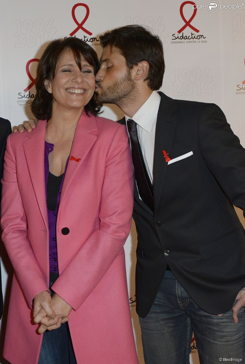 Carole Rousseau et Christophe Beaugrand - Soirée de lancement de la campagne 2014 du Sidaction au Musée du Quai Branly à Paris, le 10 mars 2014.